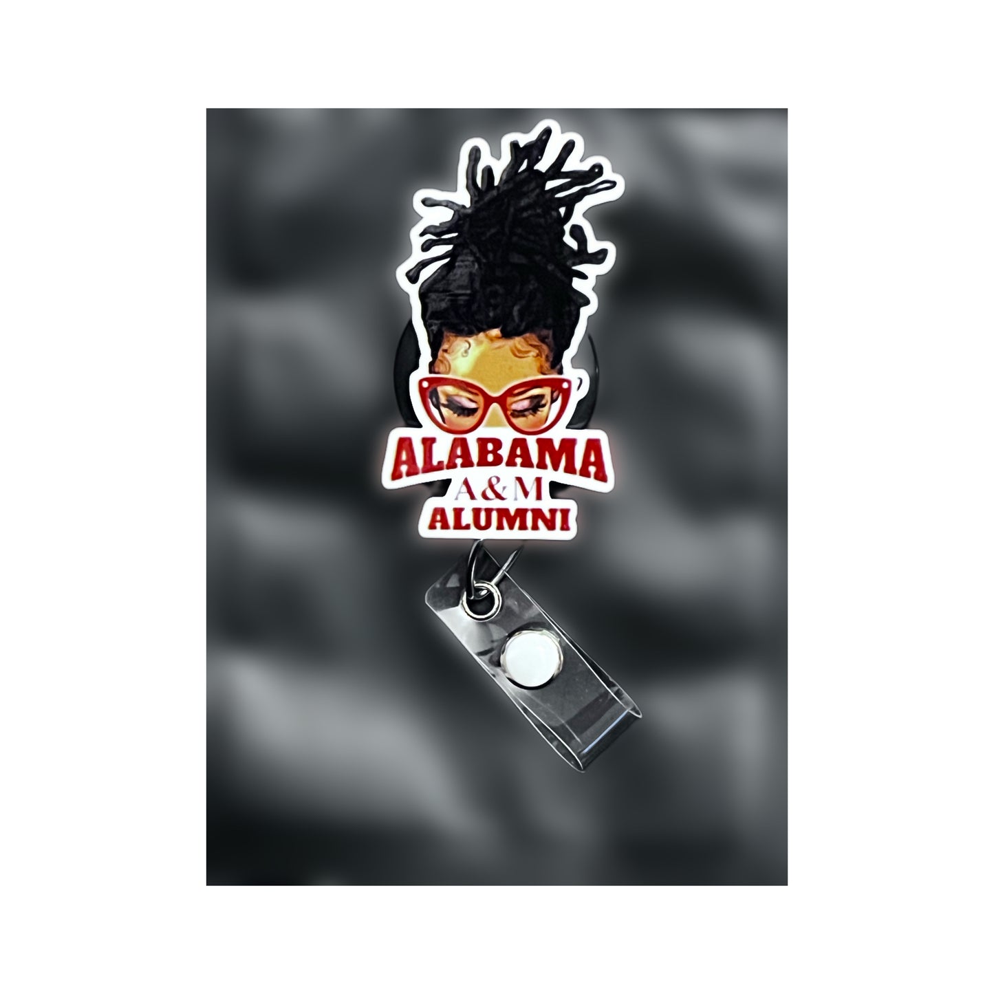 Women Messy Locs Alabama A & M University Alumni ID Badge Holder