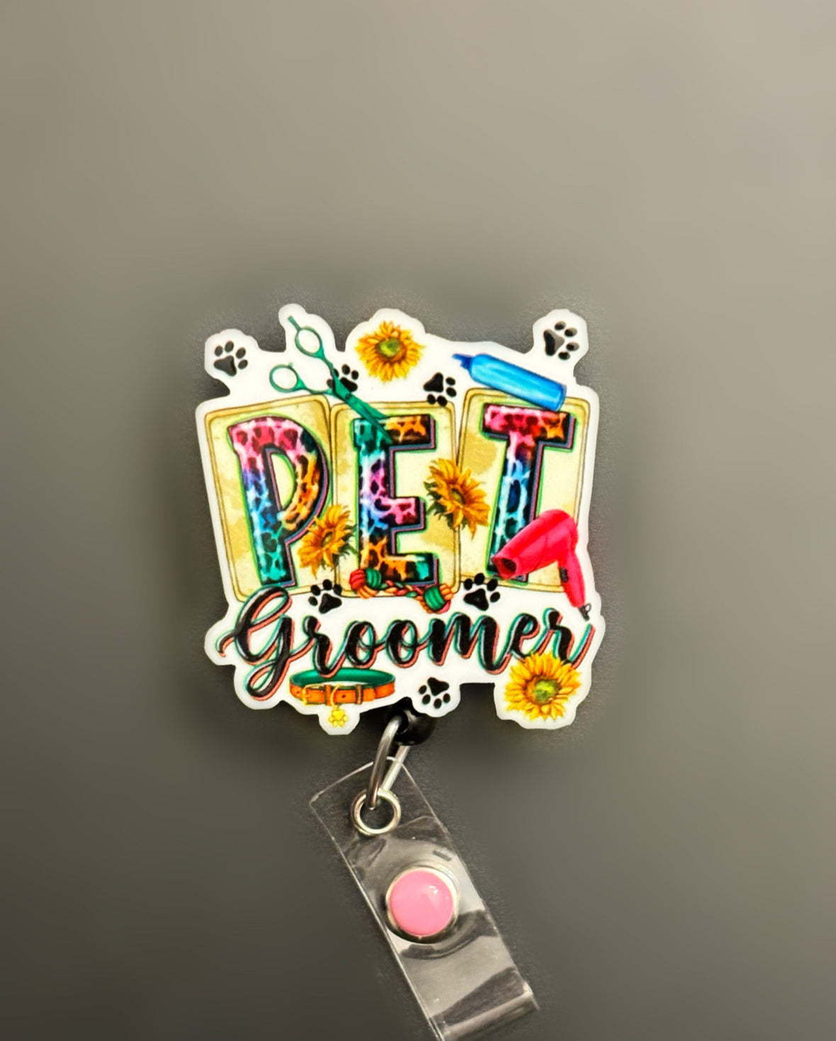 Pet Groomer Badge Reel ID Holder