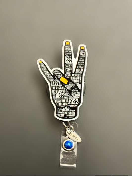 SGRho hand sign  Badge Reel ID Holder