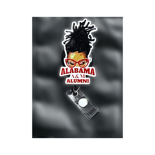 Women Messy Locs Alabama A & M University Alumni  ID Badge Holder