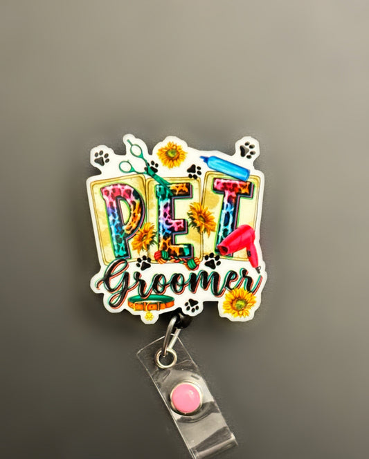 Pet Groomer Badge Reel ID Holder